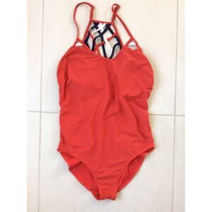 YMI Swim One Piece Swimsuit Lace Up Back Patriotic Swimwear